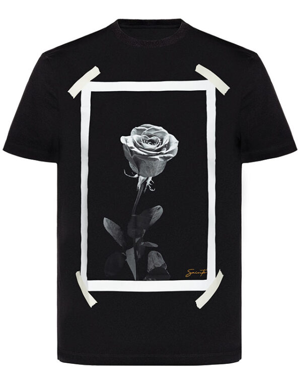 Plastered Rose Black T-Shirt Image