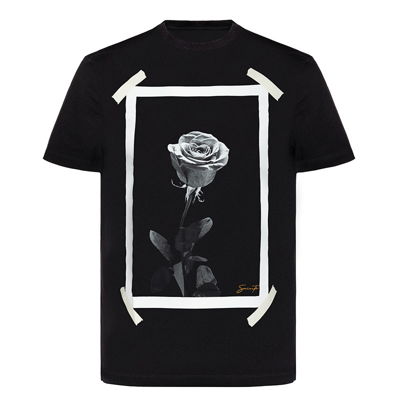 Plastered Rose Black T-Shirt Image