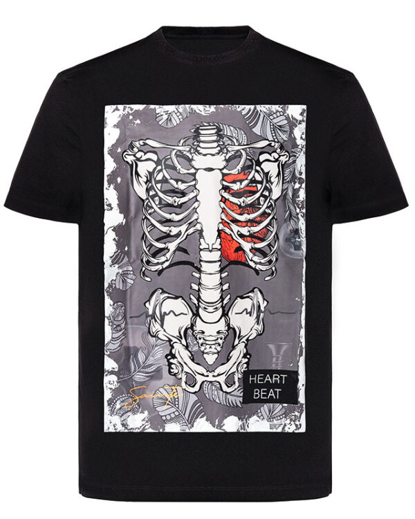 Rellechou Heart Beat Black T-Shirt Image