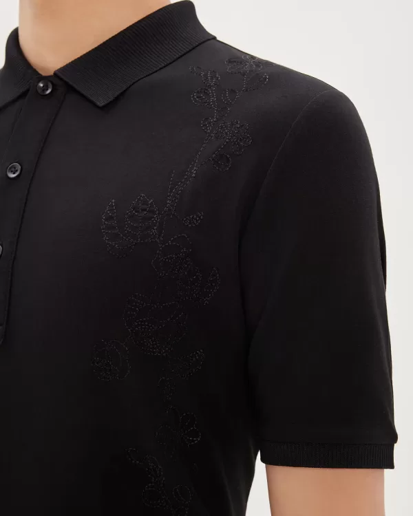 Black Floral Polo