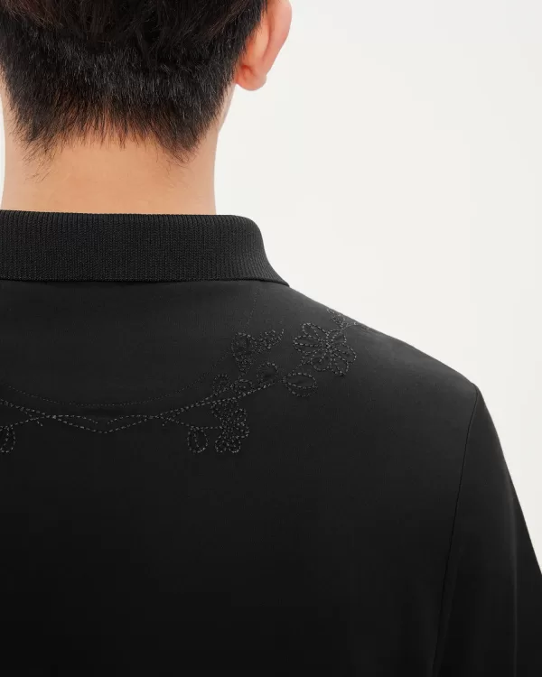 Black Floral Polo