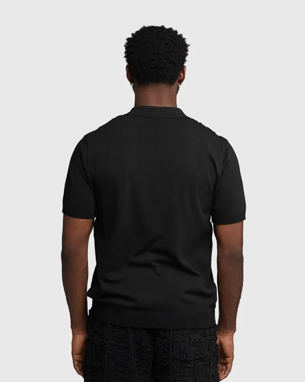 Black Knitt Strip Polo